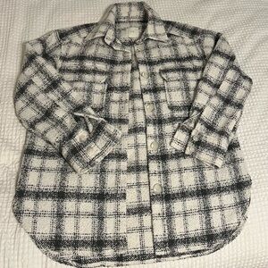 Women's Oversized Black and White Plaid Shirt / Shacket